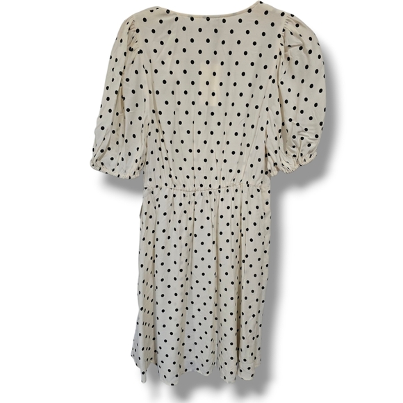A New Day Women’s Cream Polka Dot Wrap Dress XS Balloon Sleeve Rayon New - Picture 7 of 9